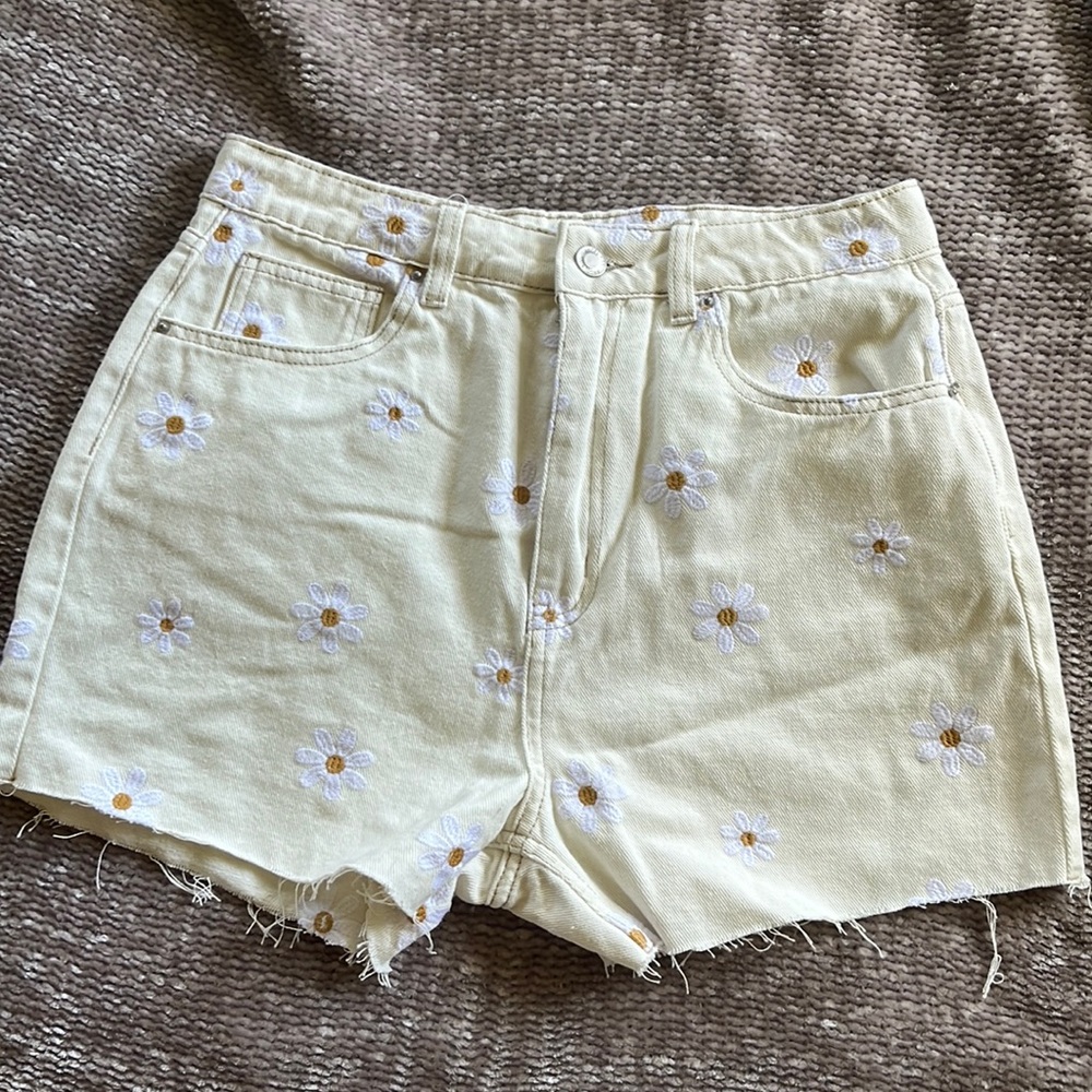 White High Waisted Jean Shorts